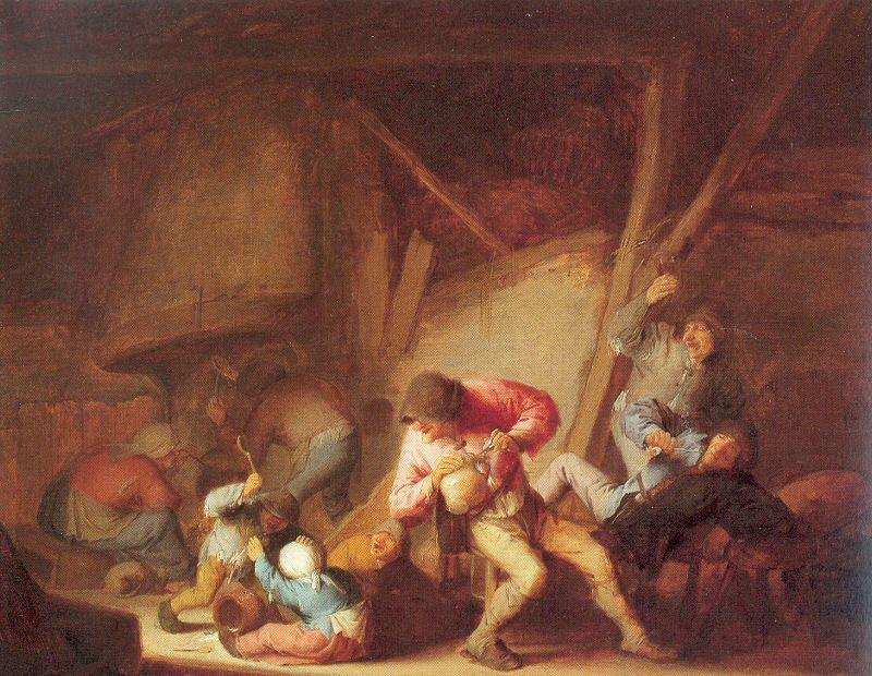 Ostade, Adriaen van Drinking Figures and Crying Children